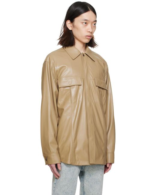 Wooyoungmi Natural Beige Paneled Faux-leather Shirt for men