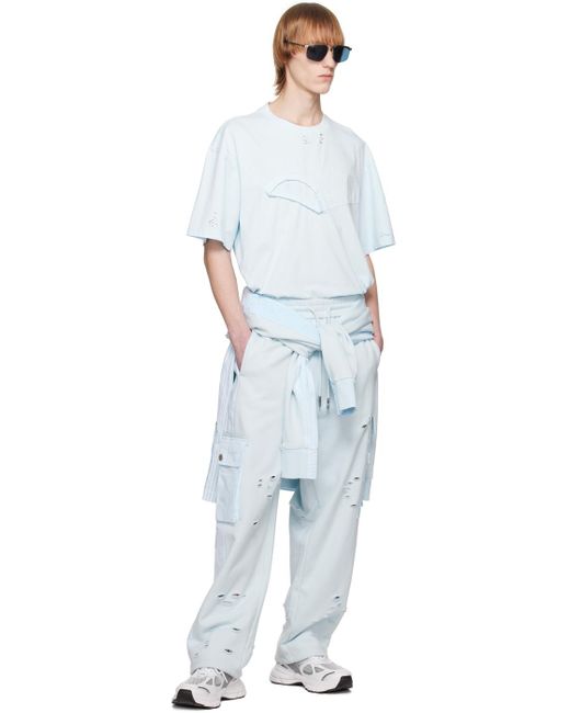 Feng Chen Wang Blue Paneled Sweatpants for men