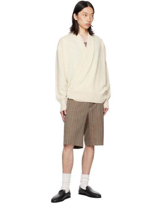 Dries Van Noten Natural Striped Shorts for men