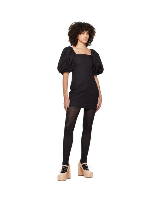 Ganni Black Twisted Sleeves Minidress