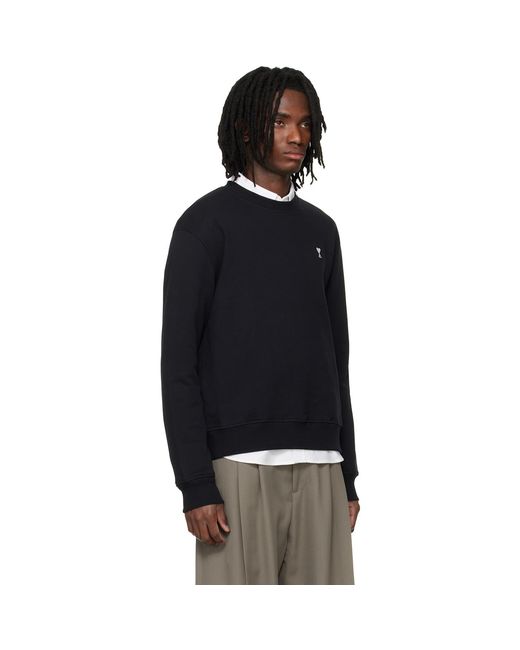 AMI Black Cotton Ami De Coeur Sweatshirt for men