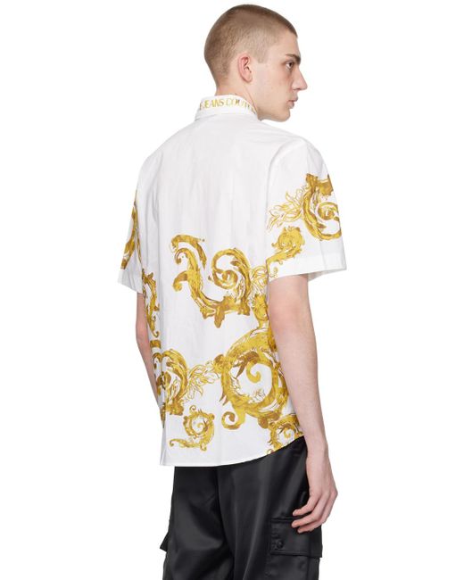 Versace Black White Watercolor Couture Shirt for men