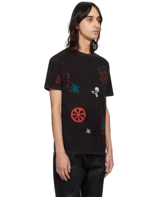 ANDERSSON BELL Black March Embroidery T-shirt for men