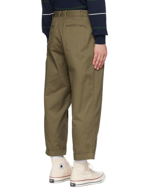 Beams Plus Green Pleated Trousers for men
