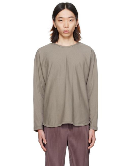 Homme Plissé Issey Miyake Multicolor Homme Plissé Issey Miyake Taupe Release-t 1 Long Sleeve T-shirt for men