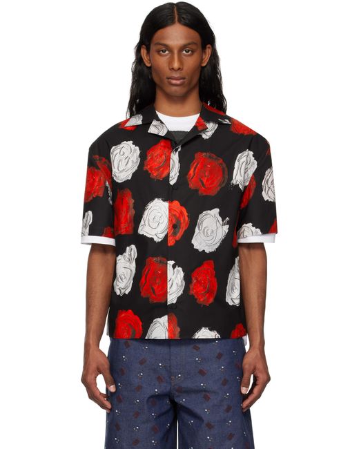 メンズ Marni ブラック Mercury Print ポプリン ボウリングシャツ Red