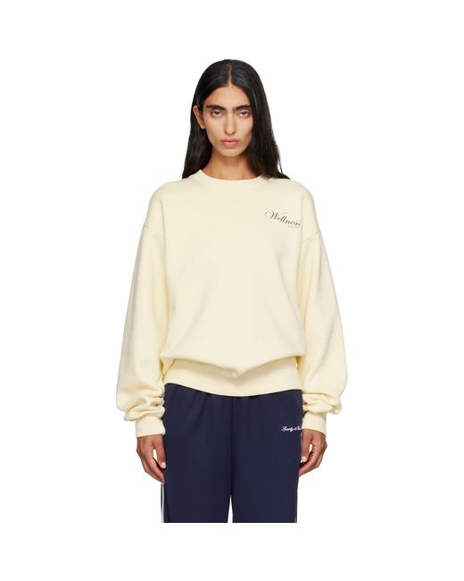 Sporty & Rich White Off- Avenue Crewneck Sweatshirt