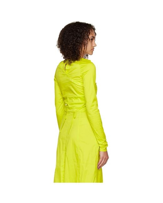 Ganni Yellow Press-stud Blouse