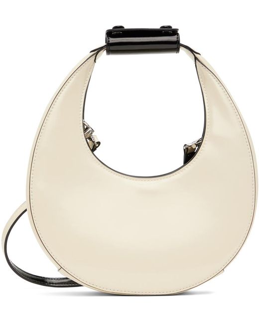 Staud Natural Off-white & Black Mini Moon Bag