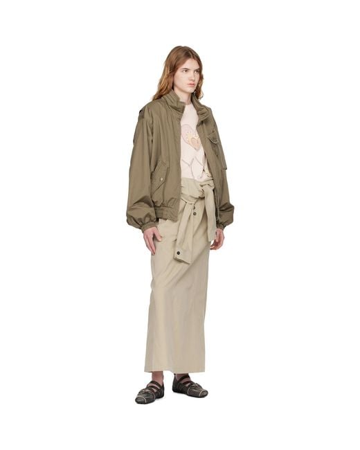 OPEN YY Natural Wrap Trench Midi Skirt