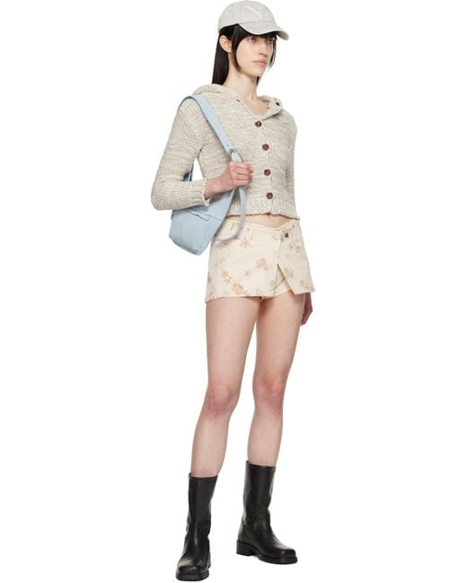 ● OPEN YY ● 25SS FLORAL LAYERED MINISKIRT & BOXER SHORTS Beige Layered Boxer Short Miniskirt by OPEN YY on Sale