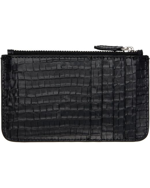 Vivienne Westwood Black Half Moon Croc-Embossed Card Holder for men
