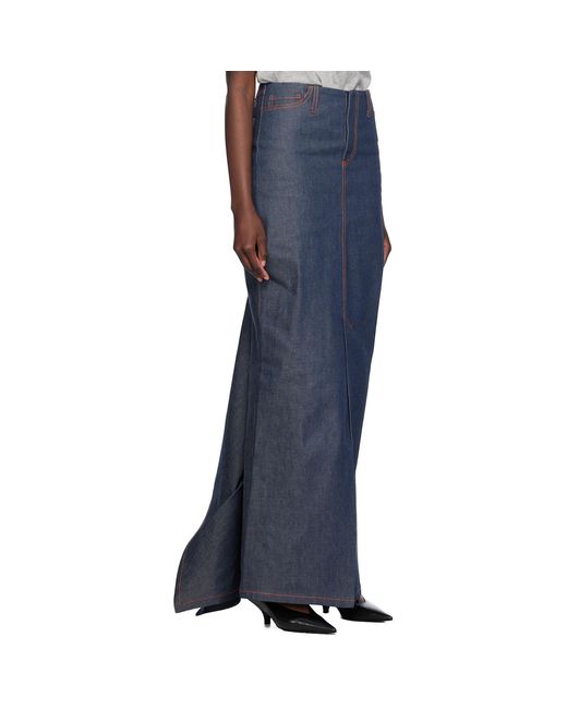 MERYLL ROGGE Blue Vented Denim Maxi Skirt