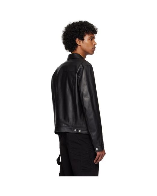 DSquared² Black Boxy Jean Leather Jacket for men
