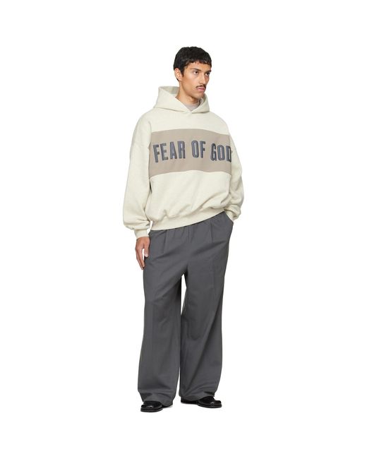 Fear Of God Gray Cropped Relaxed Paneled Hoodie for men
