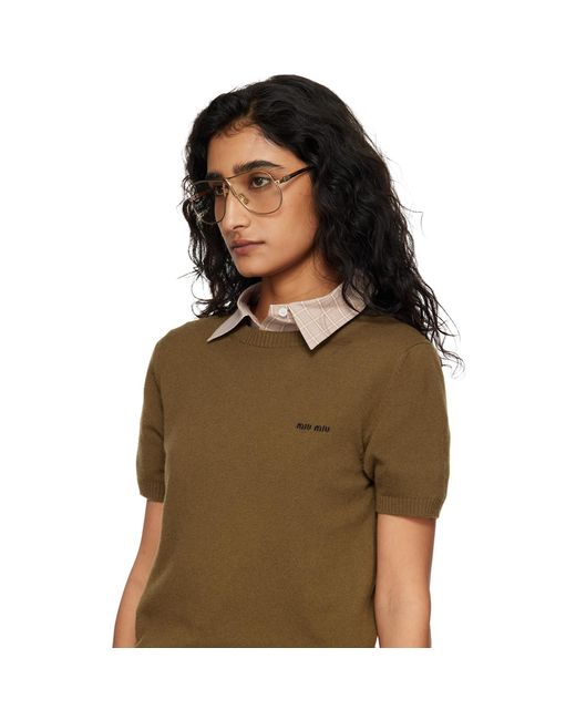 Miu Miu Black Metal Aviator Glasses