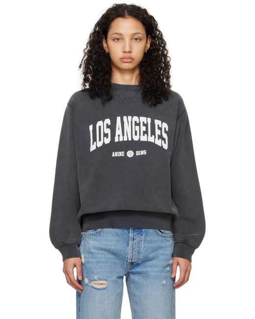 Anine Bing Black Ramona 'los Angeles' Sweatshirt