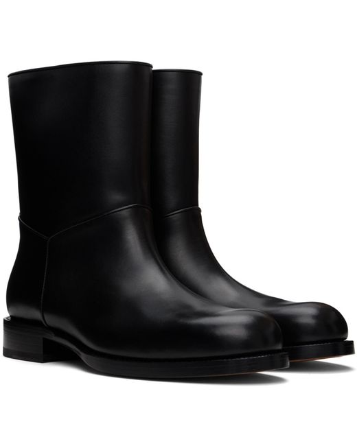 The Row Black Buffed Calfskin Ankle Boots for men