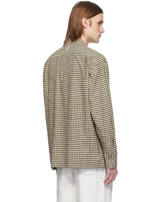 Karmuel Young Yellow Check Square Snap Off Shirt for men