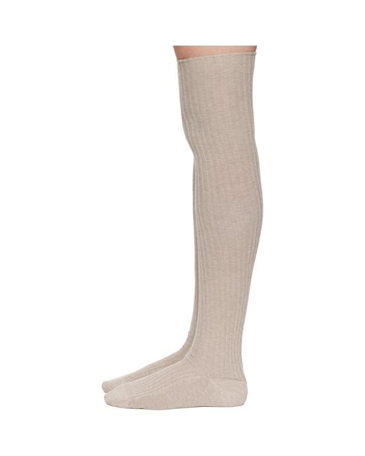 Baserange Brown Organic Cotton Rib Overknee Socks