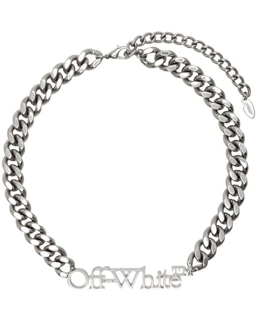 Off-White c/o Virgil Abloh Metallic Silver Logo Chain Necklace for men