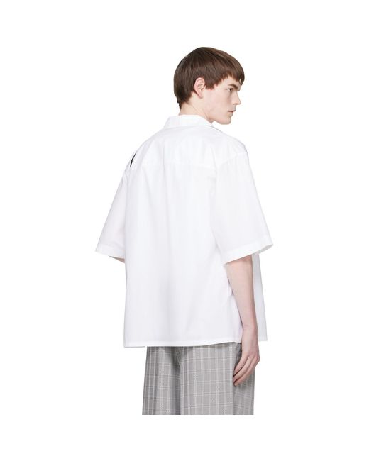Marni White Peeping Logo Bowling Shirt for men