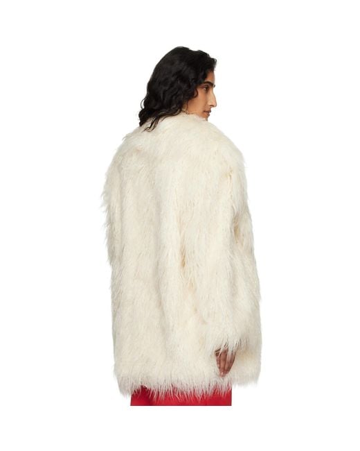 Frankie Shop Natural Off- Liza Short Faux Fur Coat