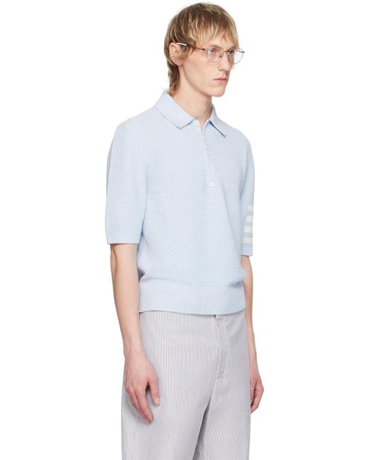メンズ Thom Browne Thom E ブルー 4-bar ニットポロシャツ Multicolor