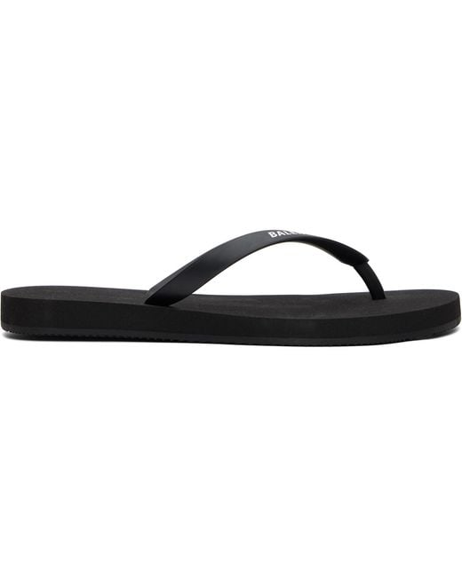 Balenciaga Black Logo Flip-Flops