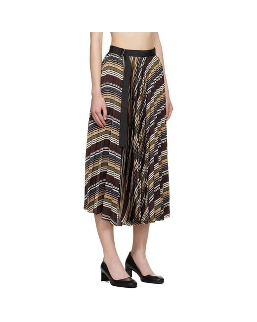Sacai Black Horizontal Stripe Midi Skirt