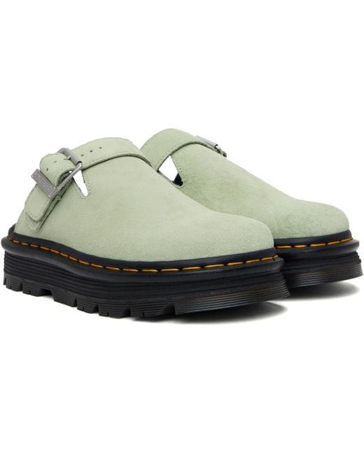 メンズ Dr. Martens グリーン Zebzag スエード スリングバック プラットフォーム ミュール Black