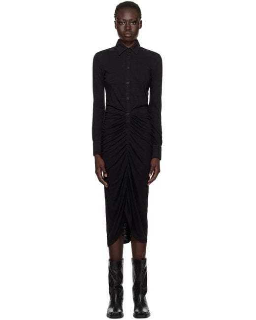 Isabel Marant Black Ruched Midi Dress