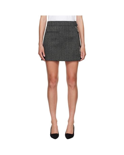 Courreges Black Zipped Caviar Miniskirt