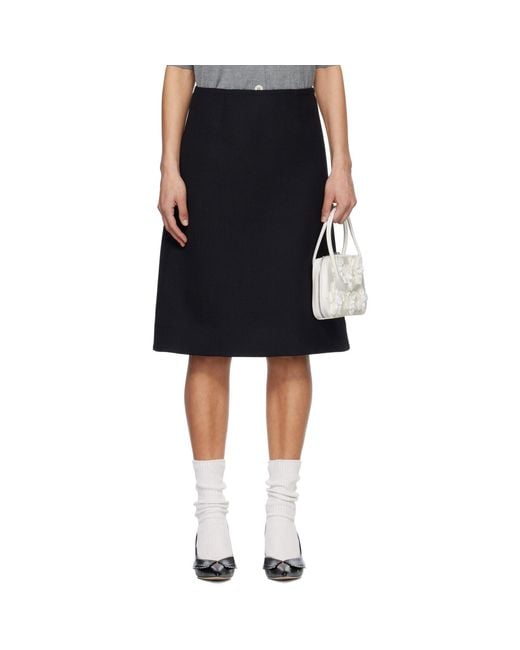 ShuShu/Tong Black A-Line Midi Skirt