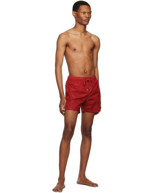 Moncler Red Drawstring Swim Shorts for men