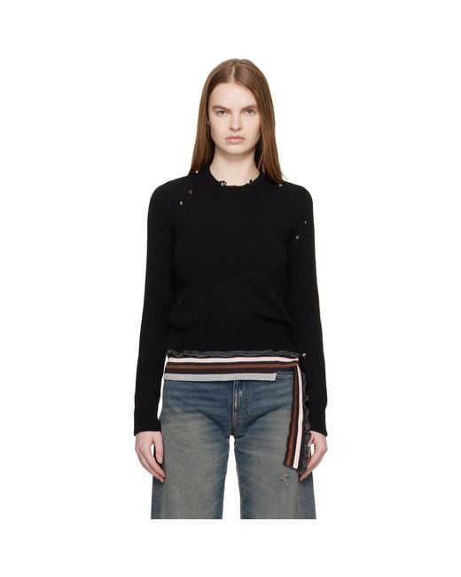 MM6 by Maison Margiela Black Ribbed Knit Top