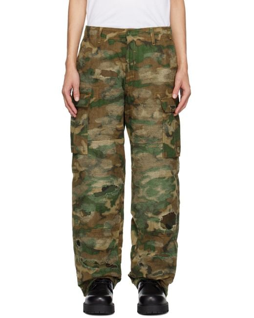 Givenchy Green Khaki Distressed Cargo Pants for men
