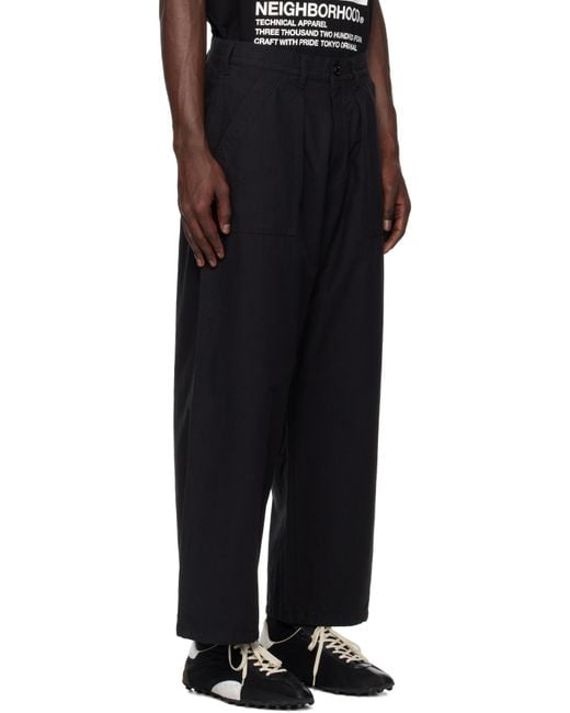 Neighborhood Black Wide Baker Trousers for men