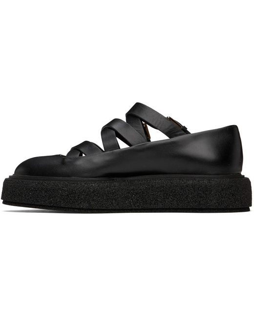 Max Mara Black Leather Ballet Flats With Straps