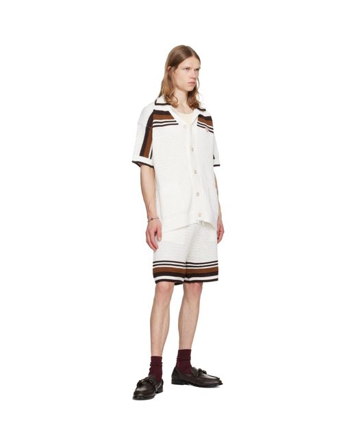 Casablanca White Off- Tennis Stripe Crochet Shorts for men