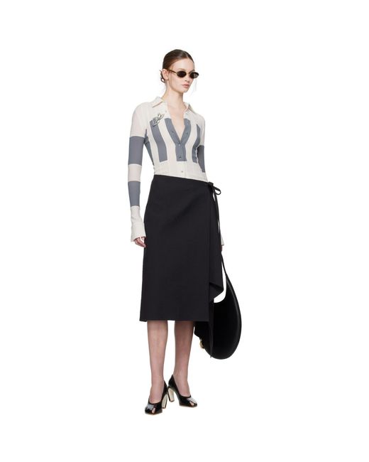 Tory Burch Black Cotton Wrap Midi Skirt