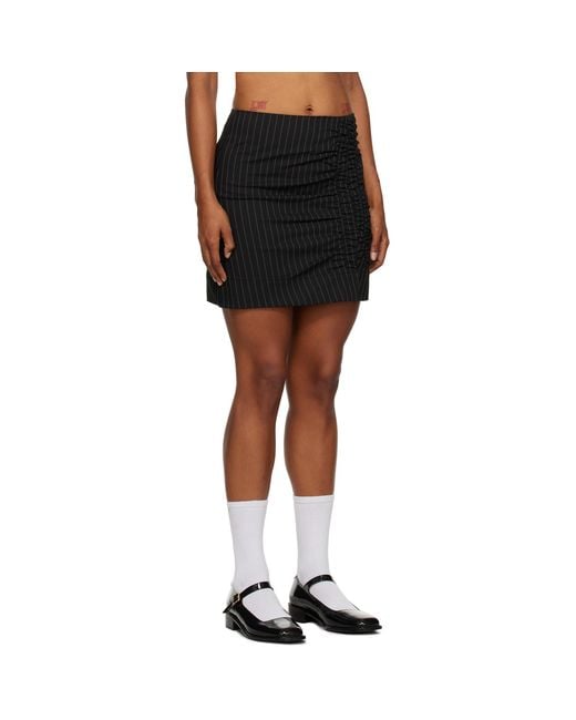 Ganni Black Ruched Miniskirt