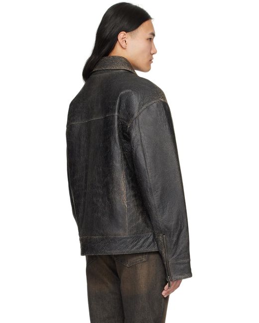 WOOD WOOD Black Jacob Leather Jacket for men