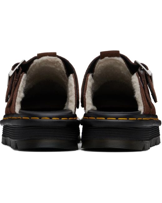 Dr. Martens Black Zebzag Suede Slingback Platform Mules