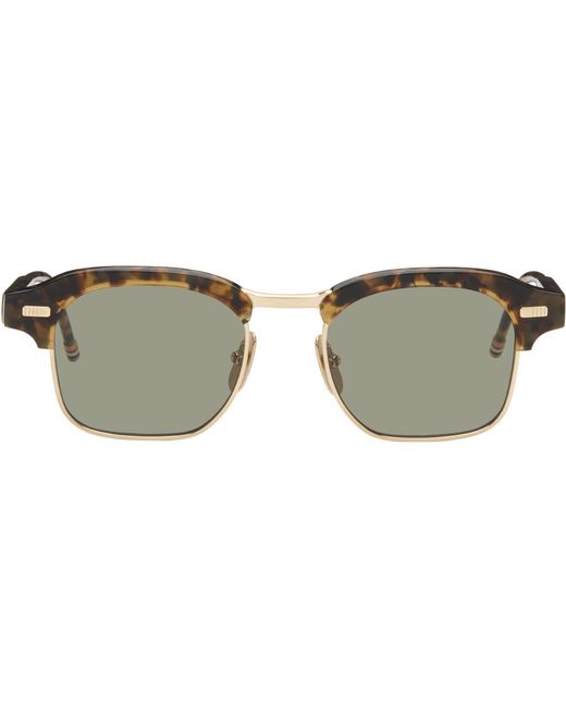 Thom Browne Brown Acetate & Titanium Square Sunglasses for men