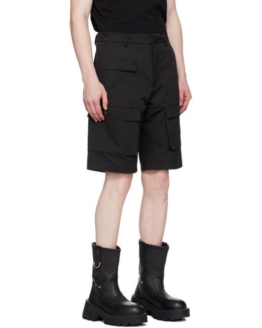HELIOT EMIL Black Cellulae Cargo Shorts for men