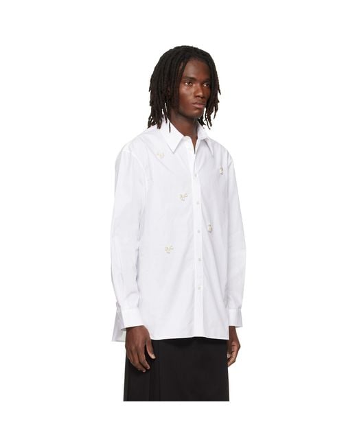 Simone Rocha White Turbo Beaded Easy Shirt for men