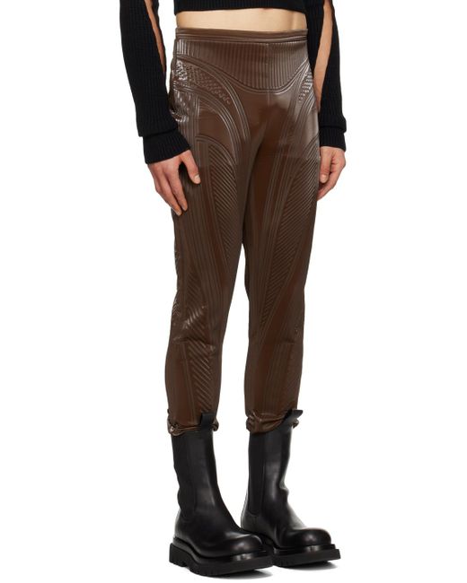 Mugler Black Brown Embossed Trousers for men