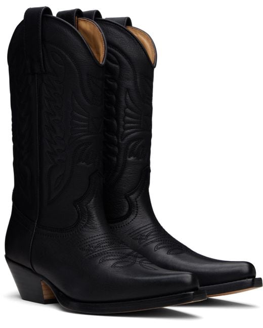 MM6 by Maison Martin Margiela Black Embroidered Cowboy Boots for men