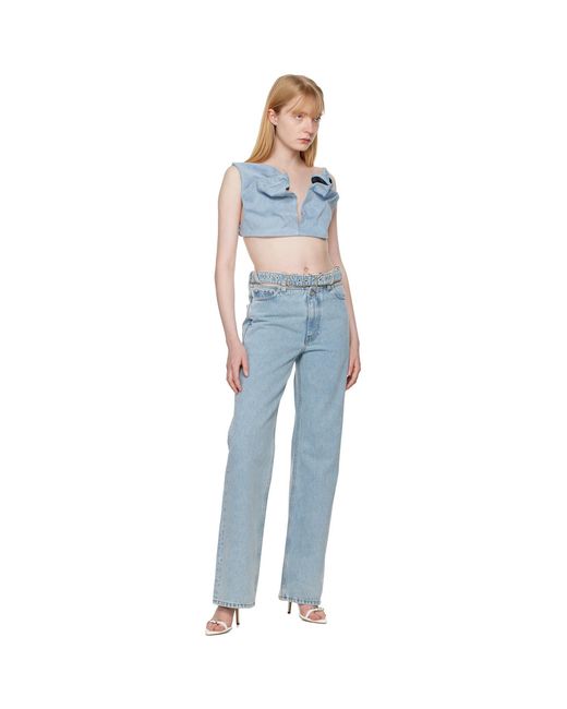 Y. Project Blue Scrunched Denim Bralette
